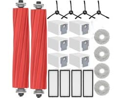 Accessoires voor vegers - Accessoireset - Compatibel met accessoires voor de Roborock Qrevo S/P10 pro/Qrevo Plus vegers - Inclusief 2 hoofdborstels, 6 stofzakken, 4 dweilen, 4 filters en 4 zwarte zijborstels