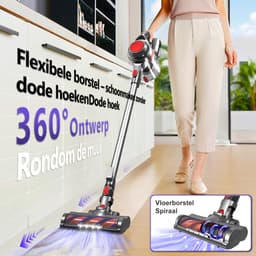 Elekiatech Steelstofzuiger - Steelstofzuiger Draadloos - 37000 Pa - 2200 mAh Accu - 50 Minuten - 1,3 L Stofbak - voor Tapijten en Harde Vloere — thumbnail 2