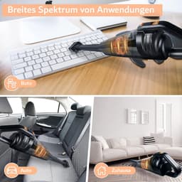 Draadloze Handstofzuiger - Oplaadbare Mini-Stofzuiger voor Thuis en Auto -120 Watt- Nat en Droog - Zakloos met LED-licht - Kleine Handstofzuiger voor Dierenharen - Inclusief Reinigingsaccessoires - Autostofzuiger — thumbnail 4