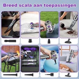 4-in-1 handstofzuiger, accu, sterke autostofzuiger, 25000 Pa, handstofzuiger, draadloos, 3 versnellingen, 220.000 omw/min, elektrische stofblazer, persluchtspray voor auto, keuken, pc, bank, kantoor — thumbnail 5