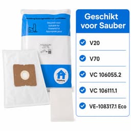 Sauber Stofzuigerzakken van Kleanburg - Geschikt voor Sauber V20, Sauber V70 - 10 stofzuigerzakken en 1 motorfilter — thumbnail 4
