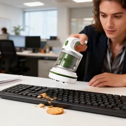 Mini Stofzuiger - Bureau Reiniger - Toetsenbord Schoonmaken - Draadloze Werking - 14.7 cm Hoog - Groen — thumbnail 3