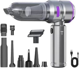 Draagbare Stofzuiger - Handstofzuiger Draadloos - Auto en Huis - Krachtige Borstelloze Motor - 500 Gram - Zwart — thumbnail 3