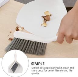Mini Stoffer Blik - Reinigingsset Desktop - Bureau Schoonmaken - Gecombineerde Opslag - 29 cm - Wit Grijs — thumbnail 3