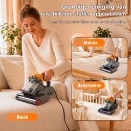 Grenintol Huisstofmijt Stofzuiger – Mijtverwijderaar met UV-C– 18.000 Pa, 550 W – HEPA-filter – Handheld Matrasreiniger – Bacterie, Mijt & Schimmel Bestrijder voor Matras en Meubel – 5 m Snoer – Goudkleurig — thumbnail 2