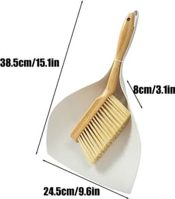Mini Stoffer Blik - Handbezem Set - Kruimels Opvegen - Houten Handvat - Compact Formaat - Natuurlijk — thumbnail 5
