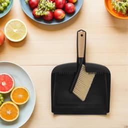 Mini Stoffer Set - Compacte Schoonmaakset - Bureau Opruimen - Bamboe Handgreep - 32.5 cm - Zwart — thumbnail 3