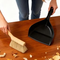 Mini Bezem en Stoffer - Kleine Veegset - Snel Opruimen - Ergonomisch Houten Handvat — thumbnail 3