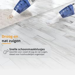 ETA Verto Kruimeldief voor Nat en Droog Vuil met Opzetstukken – Draadloos, Compact en Lichtgewicht – HEPA Filter – 500 ML en 120 ML – Wit / Blauw — thumbnail 4
