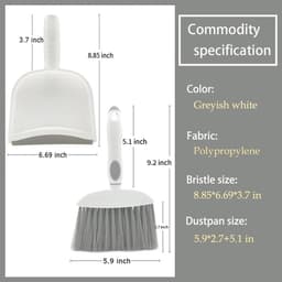 Bezem Stofpan Set - Mini Veegset - Bureau Schoonmaken - Ergonomische Handgreep - 3 Stuks - Grijs — thumbnail 5