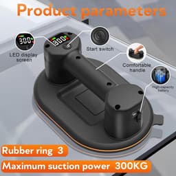 Zuignap Lifter - Batterij Lifter - Materiaal Verplaatsen - 300 kg Draagkracht - Diameter 24 cm - Zwart — thumbnail 5