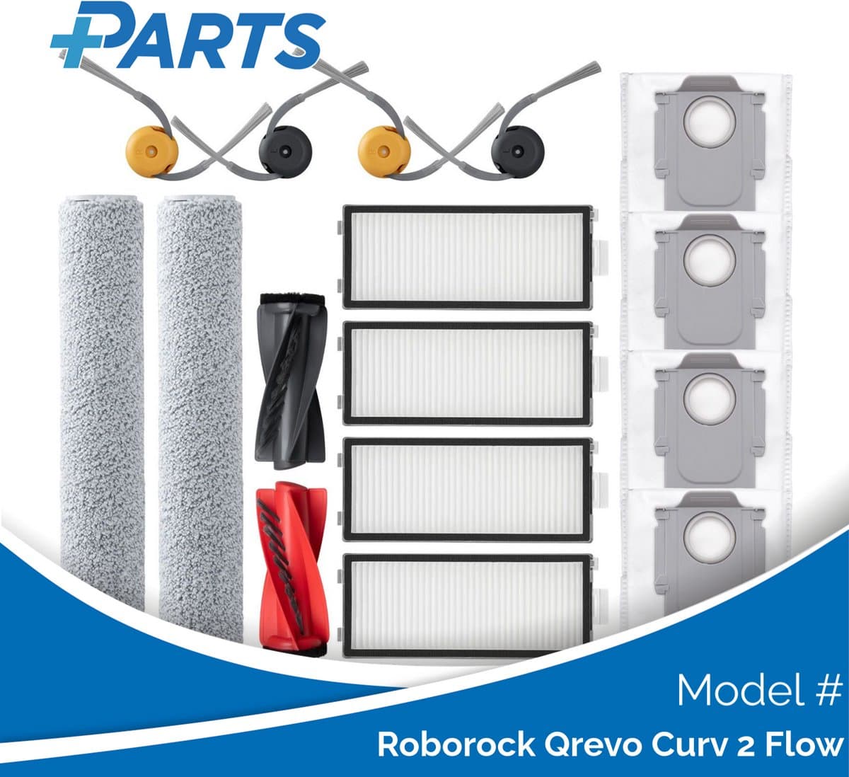 Roborock Qrevo Curv 2 Flow Onderhoudsset (Plus.Parts® alternatief voor 8.02.0491) — afbeelding 1