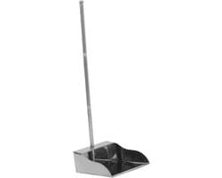 Roestvrijstalen Stoffer - Grote Bak - Buiten Reinigen - Ergonomisch Ontwerp - 70 cm Lengte - Zilver