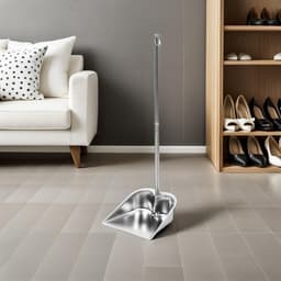 Stofblik met Steel - Metalen Vuilnischep - Efficiënt Schoonmaken - Extra Dik Roestvrij Staal - 80 cm Lengte - Zilverkleurig — thumbnail 3