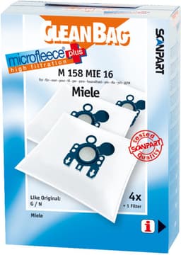 CleanBag stofzuigerzakken 4 stuks - Geschikt voor Miele S400i-S456i, S600-S658, S800-S858, S2000-S2999, S5000-S5999, S8000-S8999, Classic C1, Complete C2 & Complete C3 - GN - Inclusief 1 filter - Alternatief — thumbnail 1