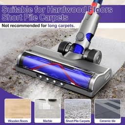 Vervangende kop Geschikt voor Dyson V7 V8 V10 V11 V15 V8 Slim stofzuigers, geschikt voor harde vloeren en laagpolige tapijten, met LED-koplamp, V-vormig borstelontwerp en rubberen wielen — thumbnail 2