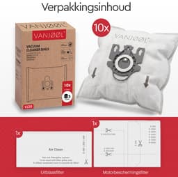 VANJOOL® Stofzuigerzakken voor Miele G/H/N – Geschikt voor Classic C1, Complete C2 & C3, Moulinex & Weltstar – 20 Stuks + 2 Filters – Sterke Filtratie & Perfecte Pasvorm — thumbnail 4