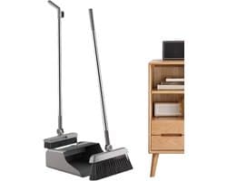 Bezem en Stofblik Set - Veegset Schoonmaak - Vloeren Schoonmaken - Roestvrije Materialen - 3 Stuks - Niet gespecificeerd