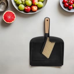 Mini Stoffer Set - Compacte Schoonmaakset - Bureau Opruimen - Bamboe Handgreep - 32.5 cm - Zwart — thumbnail 4