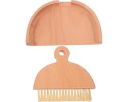 Bezem en Stoffer Set - Veegborstel en Blik - Bureau Schoonmaken - Draagbaar Ontwerp - 14.5 cm - Wit