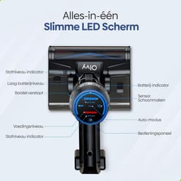 Draadloze Steelstofzuiger - Accu Stofzuiger - Vloeren Reinigen - Zuigen en Dweilen - 35.000 Pa - Zwart — thumbnail 3