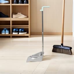 Staal Stofblik - Afvalschep - Efficiënt Vegen - Lang Handvat - 80 cm - Zilver — thumbnail 2