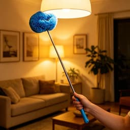 Ventilator Stoffer - Verlengstok Stoffer - Hoge Plekken Schoonmaken - Ultra-fijne Vezels - 115 cm - Blauw — thumbnail 4