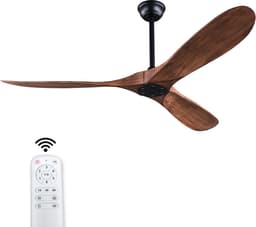 MIVRAY Plafondventilator Zonder Licht - 52 Inch - 6 Snelheden, Omkeerbare Stille Gelijkstroommotor - ABS - Zwart en Donker Notenhout - Binnen En Buiten — thumbnail 4