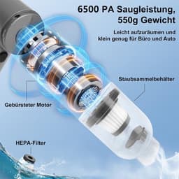 Handstofzuiger perslucht voor toetsenbord - draadloos - 6500 PA zuigkracht - auto - grijs — thumbnail 3