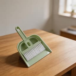 Stofpan en Borstel - Kleine Bezem Set - Bureau Reinigen - Compact Ontwerp - 5 x 13 cm - Groen — thumbnail 3