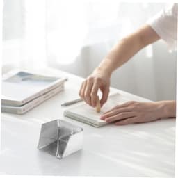 Stofblik met borstel - Mini stoffer - Bureau opruimen - Robuust ijzer - 7x7x5 cm - Zilver — thumbnail 5