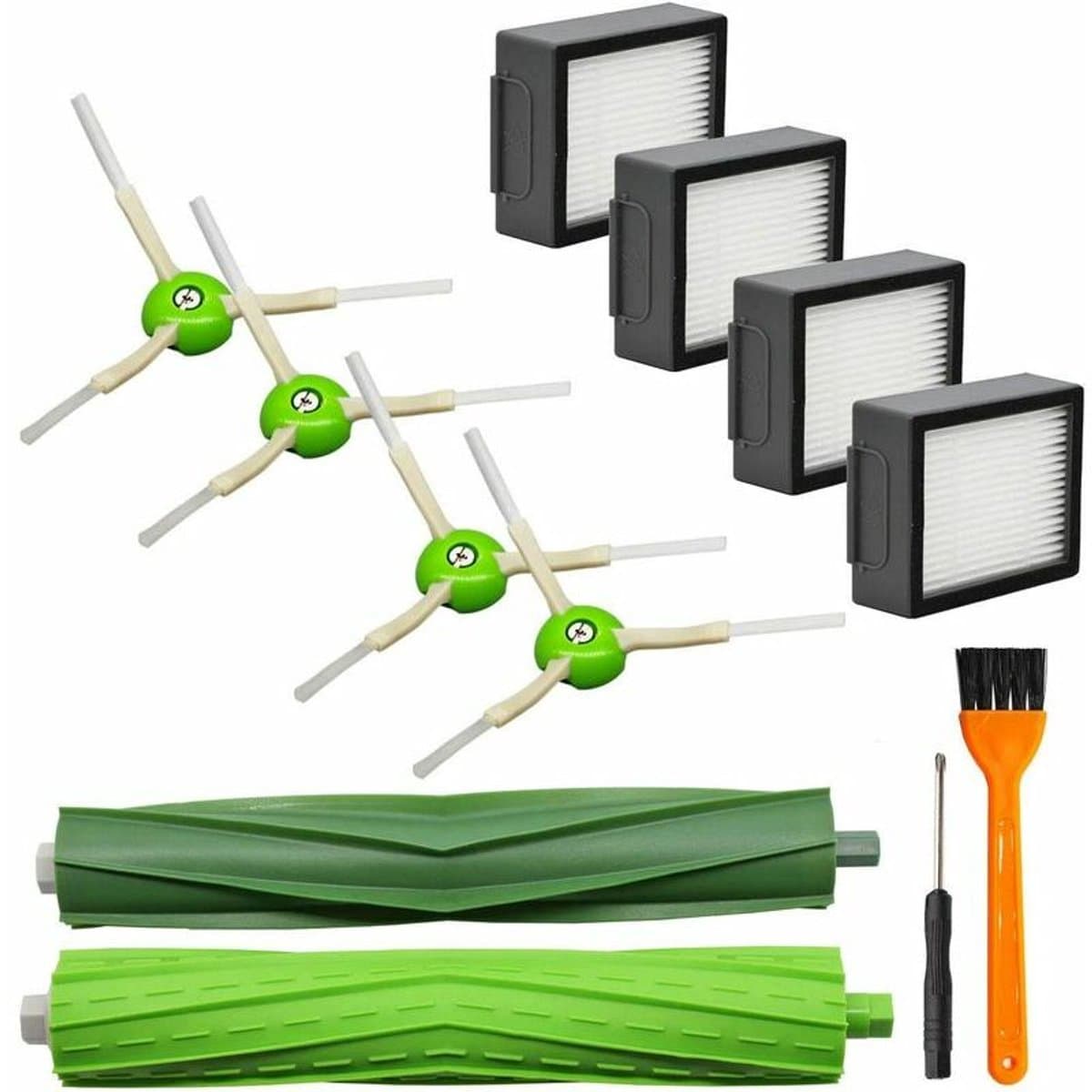 9-delige Vervangende Onderdelen Geschikt voor Irobot Roomba I&E Serie I7 I7+ I3 I3+ I4 I4+ I6 I6+ I8 I8+/Plus E5 E6 E7: 1 Set Multi-vlakke Rubberborstels, 4 Stofzuigerfilters, 4 Zijborstels — afbeelding 1