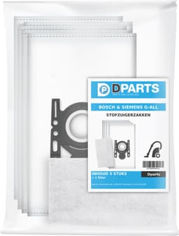 5x Dparts G-ALL stofzuigerzakken en 1 filter - geschikt voor Bosch Siemens - ProSilence - Move on - MoveOn - Ingenius - GL30 - Free e - Synchropower - nr. VZ41FGALL - BBZ41FGALL - BBZAFGALL - BBZ16GALL - SI52 — thumbnail 2