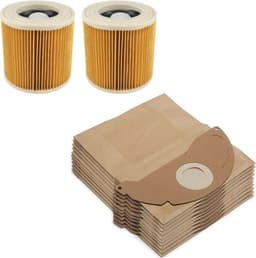 10x Stofzuiger zakken + 2x Filter geschikt voor Kärcher WD2250 A2004 A2054 MV2 WD2 6.904-322.0 Stofzakken Stofzuigerzak WD 2.200 - 2.210 - 2.240 - 2.250 — thumbnail 1