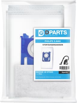 10x Dparts S-bag stofzuigerzakken en 1 filter - geschikt voor Philips en AEG - voor series VX6 VX7 Performer Silent Compact Active PowerLife PowerGo - nr. Classic Long Performance - PH99 - FC8021/03 - FC8021/05 - GR201 - GR201S - GR201SM — thumbnail 4