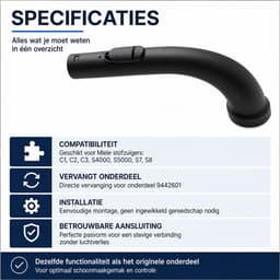 BukkitBow - Pistoolgreep / Handgreep geschikt voor Miele Stofzuiger C1, C2, C3, S4000, S5000, S7, S8 - Vervangt 9442601 — thumbnail 3