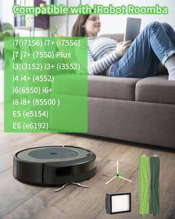 Vervangingsonderdelen geschikt voor iRobot Roomba E5 E6 i7 i7+ i3 i3+ i4 i4+ i6 i6+ j7 j7+, vervangende accessoirekits geschikt voor iRobot i-, e- en j-serie, 6 filters, 6 zijborstels, 4 rubberen borstels. — thumbnail 3