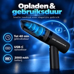 Car Essentials Draadloze Auto Stofzuiger - 8000 Pa - 120W - USB-C - 3 Opzetstukken — thumbnail 5