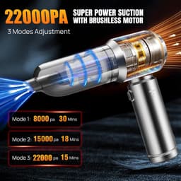 Mini Auto Stofzuiger - 22.000 Pa - 4-in-1 - Draadloos - 6.000 mAh - Brushless Motor - USB-C - Luchtblazer - Luchtpomp - Voor Auto en Kantoor — thumbnail 4