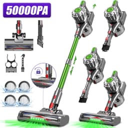 Adormii Steelstofzuiger Draadloos – 50 kPa Sterke Zuigkracht – Tot 60 Min Accuduur – Anti-haarwikkel Vloerborstel – 4 HEPA-filters – 1,6 L Stofreservoir – Groene LED Stofdetectieverlichting – Groen — thumbnail 1