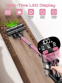 Prime Home Steelstofzuiger - Steelstofzuiger draadloos - Draadloze stofzuiger - Oplaadbaar - 10 in 1 - Lichtgewicht - 55 kPa - Roze — thumbnail 4