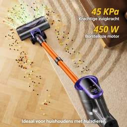 Steelstofzuiger 45KPa-Draadloze Steelstofzuiger 50 Min Gebruiksduur-3 Modi met LED Display-Telescopische Buis-Anti-Klitfunctie voor Harde Vloeren en Tapijten — thumbnail 2