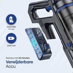 Steelstofzuiger Draadloos – 2-in-1 Stofzuiger met Dweilfunctie – HEPA Filter – LED Display – 350W Motor – Voor Alle Vloeren — thumbnail 5