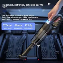 Draadloze Handstofzuiger voor Auto & Huis - Oplaadbare Kruimeldief met HEPA Filter, LED Batterijdisplay, USB-C, 3 Opzetstukken, Zwart — thumbnail 3