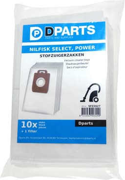 10x Dparts stofzakken geschikt voor Nilfisk Power, Select, Extreme en King stofzuiger series - stofzuigerzakken met 1 filter - stofzuigzak Allergy Special P10 P12 P20 P40 128389187 — thumbnail 4