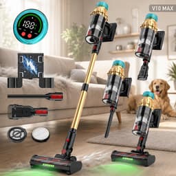 MUPOO Zuigkracht Handstofzuiger Draadloos 50KPa/650W met HEPA-filter- 8 in 1 Snoerloze kruimeldief Zonder Zak - kruimelzuiger met 60 min accuduur & 1,2L stofreservoir-LED display -Anti-Klit Borstel voor Dierenharen, Tapijt,Harde Vloeren,bank — thumbnail 1