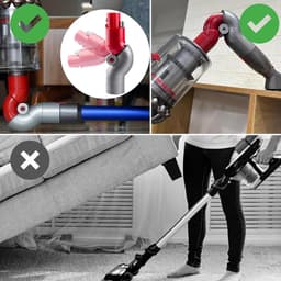 Flexibele Knikadapter - voor Steelstofzuigers - Onderste Bocht Adapter Compatibel - Geschikt voor Dyson V7 V8 V10 V11 V15 - 180 Graden Roterende Verloopkop - voor Meubelreiniging - tot 1 Meter Diepte - Grijs Rood — thumbnail 2