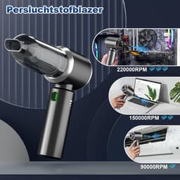 3-in-1 Draadloze Handstofzuiger met Accu – 18.000 Pa Zuigkracht – Elektrische Stofblazer & Luchtpomp – HEPA Filter – USB-C Oplaadbaar – Inclusief Opzetstukken — thumbnail 3