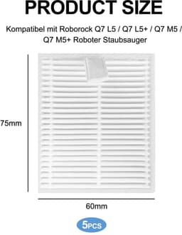 Dailygoods- HEPA-filter 5 stuks - Vervangende Filteraccessoires - Geschikt voor Roborock Q7 M5/Q7 L5 - Herbruikbaar/Washable - Filtert 99,98% van de Deeltjes - Stofzuigerfilter — thumbnail 2