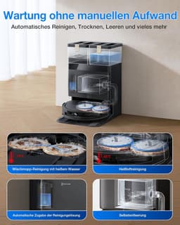 ECOVACS DEEBOT T50 PRO OMNI Gen3 Care Kit Robotstofzuiger met Dweilfunctie - 25.000Pa - 8.1 cm Ultradun - ZeroTangle 3.0 - TruEdge 2.0 Randreiniging - AIVI 3D 3.0 Obstakelvermijding - 75°C Heetwater-Zwart — thumbnail 4